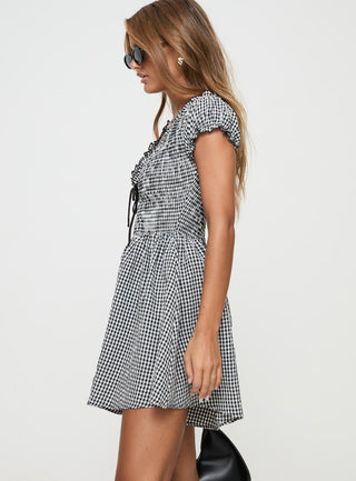 Wescott Gingham Playsuit Black  White