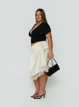 Mattey Cinched V Neck Top Black Curve