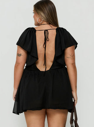 Sun Spirit Plunge Flowy Playsuit Black Curve