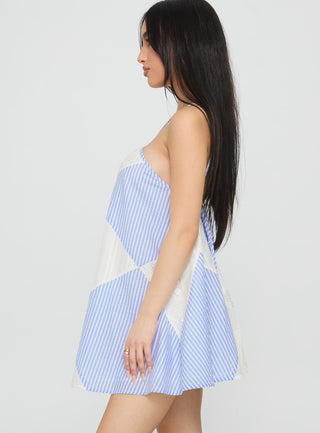 Rivena Arrowhead Mini Dress Blue  White