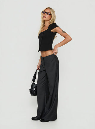 Agazia No Waist Low Rise Straight Pants Grey