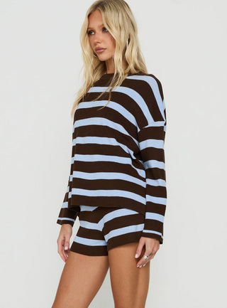 Henrea Knit Sweater Brown / Blue Stripe