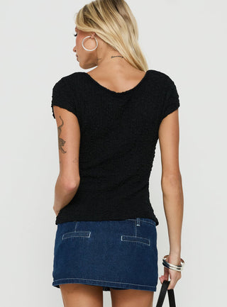 Rowann Textured Top Black
