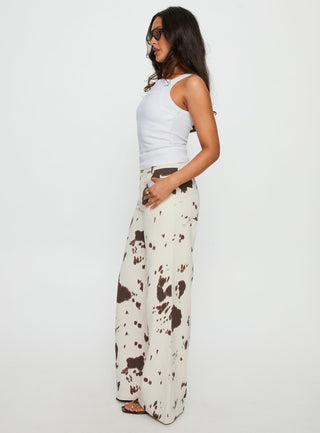 Big Dreamer Low Rise Straight Leg Jeans Cow Print
