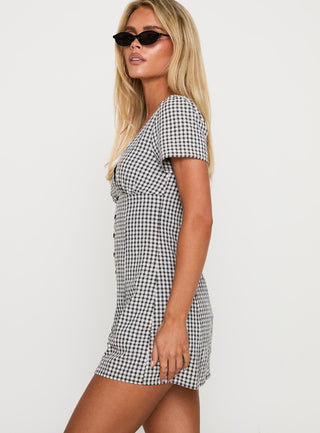 Loveliness Playsuit Black  White Check