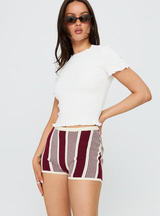 Annisten Knit Shorts Red  Cream Stripe
