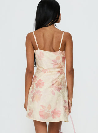 Mienna Cowl Neck Mini Dress Yellow / Pink Floral