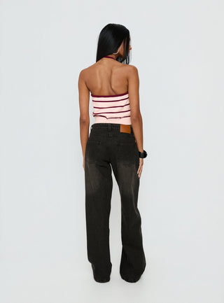 Korinne Low Rise Baggy Jeans Washed Charcoal
