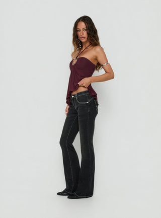 Clynee Ultra Low Rise Bootleg Jeans Vintage Black