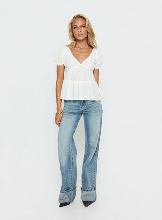 Kimberleigh Floaty Babydoll Top White