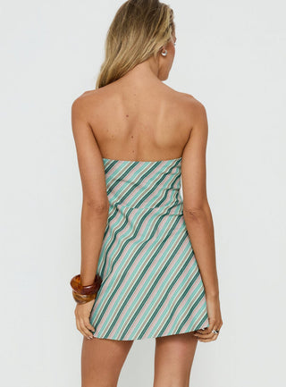 Elery Strapless Mini Dress Blue Stripe