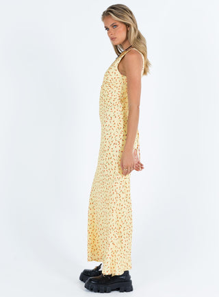 Nellie Maxi Dress Yellow  Red Floral