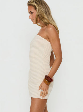 Antonie Strapless Textured Mini Dress Cream