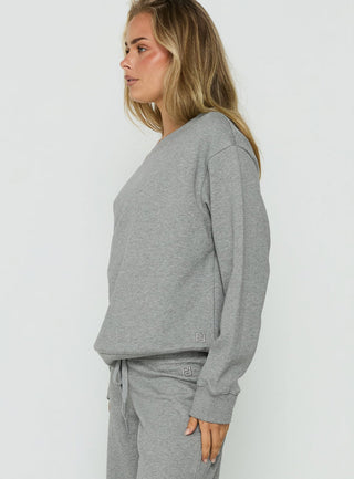 Wellness Off The Shoulder Sweatshirt Dark Grey Marle