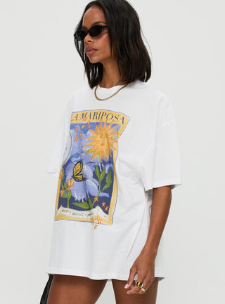 Tarot Card Oversized Graphic Top White  Multi