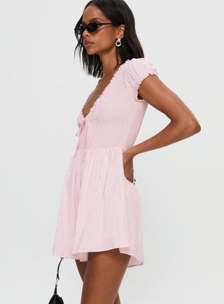 Wescott Stripe Playsuit Pink  White