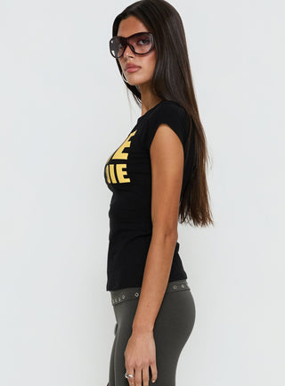 Ride Or Die Graphic Top Black  Yellow
