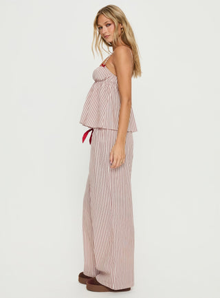 Chill Club Sleep Relaxed Pants Red  White Stripe