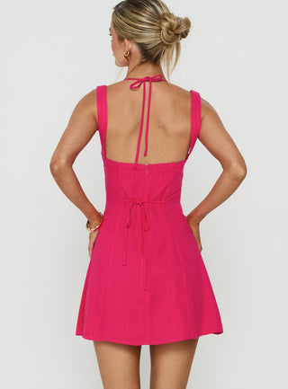Kourtnae Halter Mini Dress Electric Fuschia