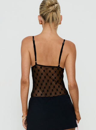 Marlyne Sheer Lace Plunge Neck Bodysuit Black