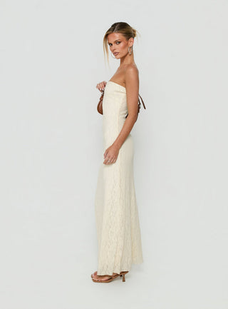 Annarosa Strapless Lace Maxi Dress Cream
