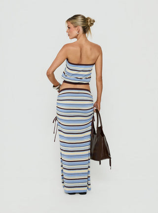 Osamie Knit Drawstring Maxi Skirt Multi Stripe