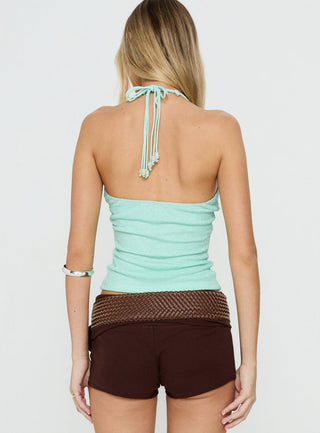 Roller Coaster Bead Detail Top Turquoise Shimmer