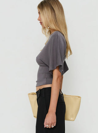Arazia Cinched Short Sleeve Top Charcoal