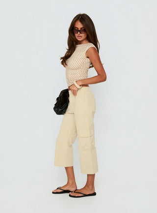 Indee Cropped Cargo Pants Beige