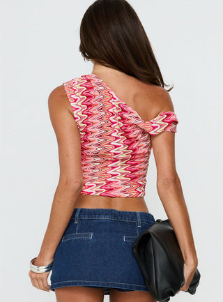 Beaming Brighter Off Shoulder Cinched Draped Top Pink