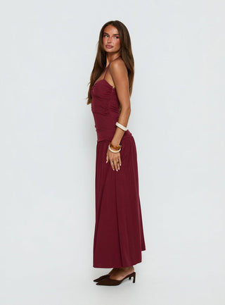 Marguerite Halter Maxi Dress Ruby Wine Petite