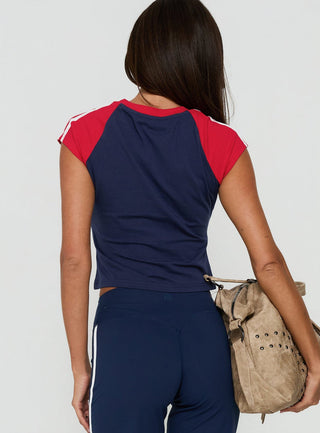 Goal Digger Graphic Baby Tee Red / Navy