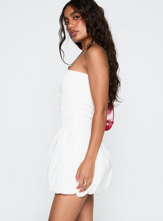 Anemone Bubble Hem Mini Dress White