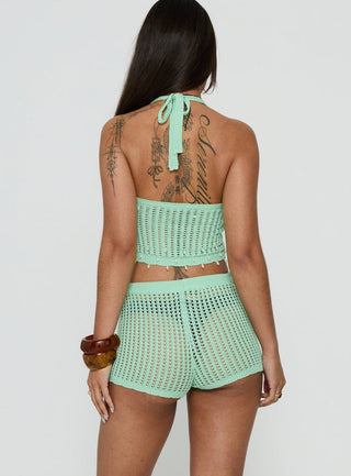 Next Level Knit Halter Top Green