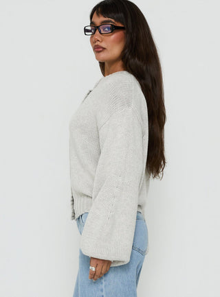 Edern Cardigan Light Grey Marle