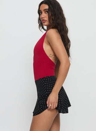 Sonsie Mini Skirt Black  White Polka
