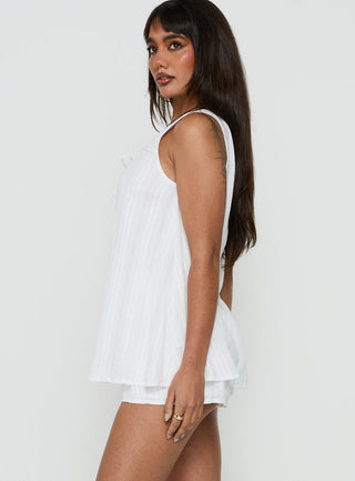 Naela Babydoll Playsuit White