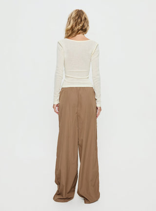 Romonda Drawstring Straight Leg Pants Khaki