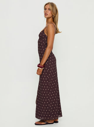 Glass Half Full Mesh Maxi Dress Plum  Pink Polka Dot