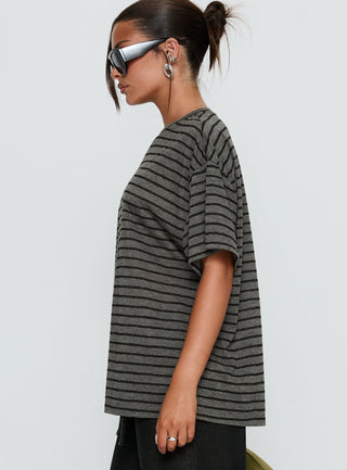 Zaydee Oversized Tee Grey  Black Stripe