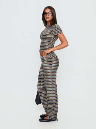 Manolo Foldover Pants Brown  Grey Stripe