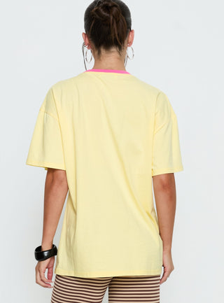 Wild Light Oversized Graphic Tee Yellow  Pink