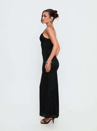 Alannis Lace Maxi Dress Black