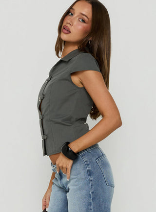 Daleah Frog Closure Top Charcoal