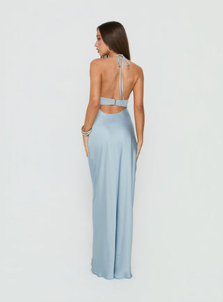 Odyssa Halter Maxi Dress Blue Slate
