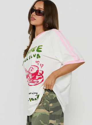 Coffee Lover Oversized Graphic Tee White / Multi