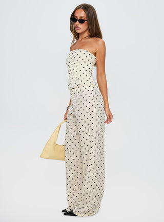 Powdered Sugar Strapless Set Cream Polka