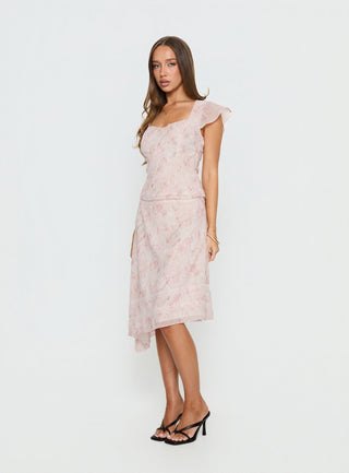Avaline Asymmetrical Midi Skirt Pink
