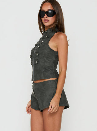Ashtonn Faux Leather Micro Shorts Black