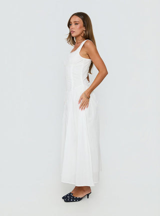 Mariette Panelled Midi Dress White